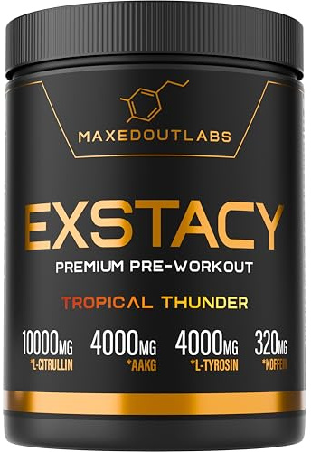 EXSTACY Pre Workout Booster - Premium Pump Booster & Trainingsbooster | Hochdosiert | Pre Workout | für Fitness & Gym | Fitness Pulver Energy | Hardcore Trainings Pre-workout (Tropisch)