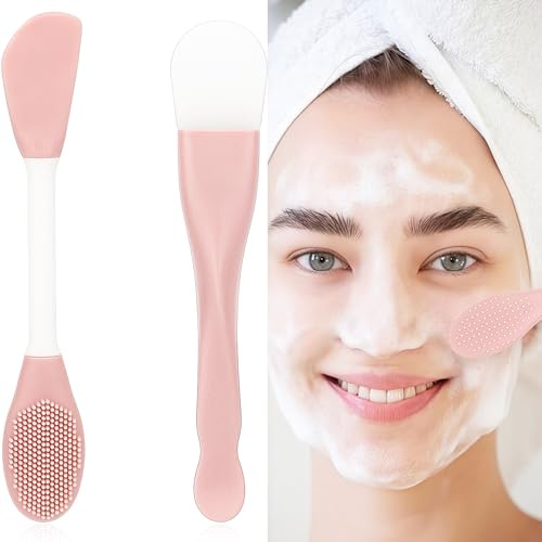 Face Mask Brush Applicator, 2 Pcs Reusable Silicone Facial Scrubber for Applying Skin Care Products Beauty Skincare Supplies Tool Massage Spatula for Clay, Cream, Gel, Mask Mud, Gentle Exfoliating