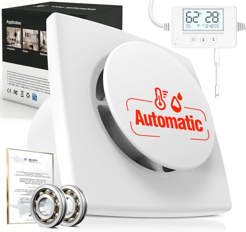 SBONNI 3 Velocità Aspiratore bagno con Sensore Umidità, Sensore Temperatura, Timer - Automatico Estrattore Aria 100mm - Silenzioso Potente Ventola aspirazione bagno WC cantina P117 (senza telecomando)