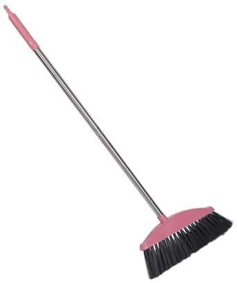 ORFOFE Edelstahl Besen Kunststoff Reinigungsbesen Mit Langem Stiel Für Haushalt Bodenreinigung Haarbesen Rosa
