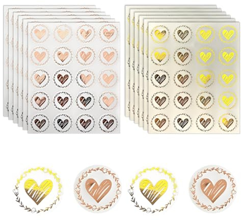 240 adesivi per buste a forma di cuore, etichette adesive rotonde trasparenti, adesivi a forma di cuore da 3,3 cm per biglietti di auguri, inviti, matrimoni, compleanni e confezioni regalo