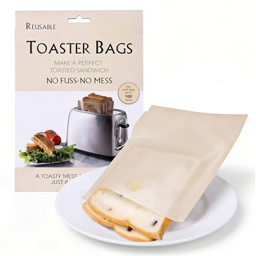 HAGOT 16 Pezzi Confezione Sacchetti Riutilizzabili per Toast, Sacchetti Antiaderenti per Tostapane, Facili da Pulire, Adatti per Griglie, Friggitrici ad Aria e Tostapane