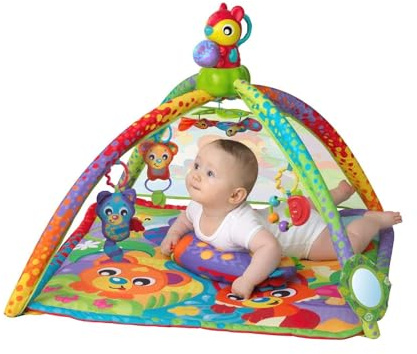 Playgro Manta de juegos con arco de los Animales del bosque con Proyector de luz nocturna y Música, Desde 0 meses, Multicolor, 40207