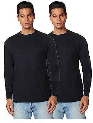 Gildan Men's Heavy Cotton Long Sleeve T-Shirt, Style G5400, 2-Pack, Black, X-Large