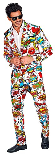 W WIDMANN MILANO Party Fashion - 60er Jahre Anzug Herren, Retro Jackett und Hose, Kostüm im Comic Look für Karneval