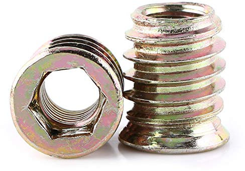 20Pcs Carbon Steel Hex Socket Drive Insert Nuts Hex Drive Head Nut Threaded For Wood Furniture Zinc Plated Carbon Steel Material(M8*17mm)