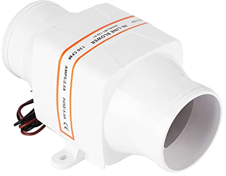12V/24V DC Air Blower,3inch White in-Line Marine Bilge Air Blower Mute Strong Ventilation Fan for Yacht Boat RV(12V)