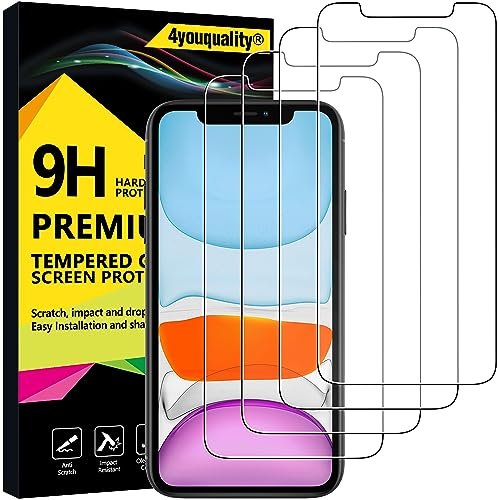 4youquality [4-Pack Screen Protector for iPhone 11 and iPhone XR 6.1-Inch, Tempered Glass Film, [LifetimeSupport][Anti-Scratch][Anti-Shatter]