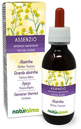 Grande absinthe (Artemisia absinthium) herbe avec fleurs Teinture Mère sans alcool Naturalma - Extrait liquide gouttes 120 ml - Complément alimentaire - Végétalien ou végan