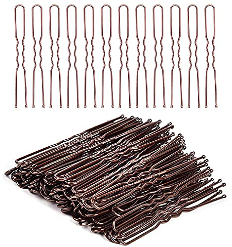 Hiscate Brown Hair Pins,Bobby Pins U shape Hair Bun Pins Bun Pins Hair Clips Hair Grips for Women Hair Styling Pins 50 Pieces Ideal for All Hair Types (6 cm/2.36 Inch)