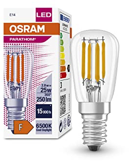 OSRAM - Lampadine speciali a LED per frigoriferi con attacco E14, risparmio energetico, luce bianca calda, ricambio da 25 W, opaca, per PARATHOM Special T26 25 2.8 W/6500 K E14