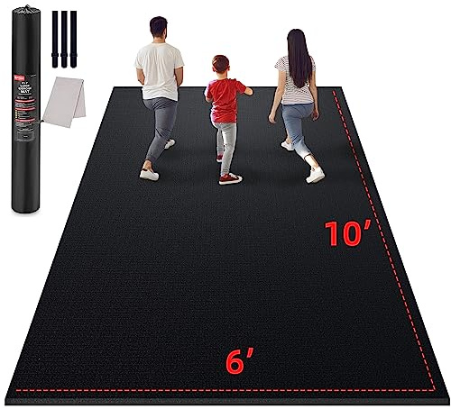 GymCope Large Exercise Mat for Home Workout,12‘x6’/10'x6'/9'x6'/8'x6'/7'x5'/6'x4' (7mm) Extra Thick Workout Mat, High-Density Gym Mat for Cardio, Jump Rope, MMA, Weights (Shoe-Friendly)