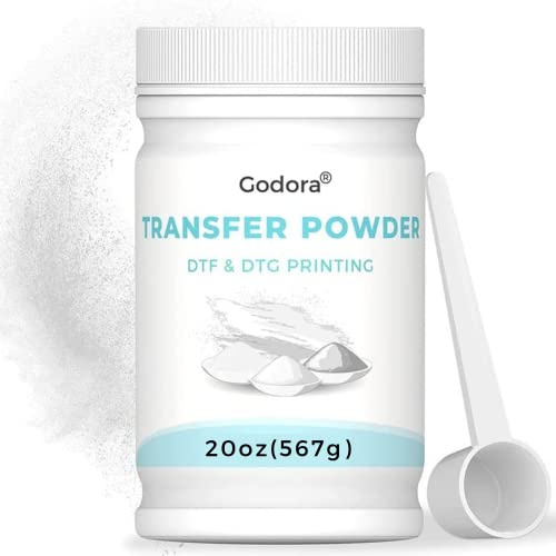 Godora DTF Powder White Digital Transfer Hot Melt Adhesive – Poudre de transfert DTF PreTreat pour vêtements noirs ou de couleur foncée, poudre adhésive thermofusible DTF pour toutes les imprimantes