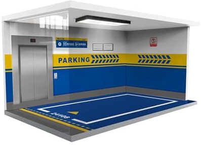 EHJRE Vitrine de Voiture Miniature 1/18 avec Éclairage, Scène de Parking en PVC et Acrylique, Protection et Mise en Valeur des Modèles pour Collectionneurs de Véhicules, Bleu