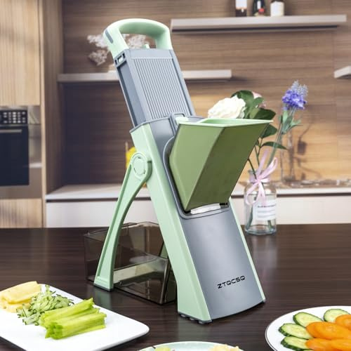 ZTQCSQ Upgraded Version All-in-1 Mandoline Slicer for Kitchen & Adjustable Mandolin, Vegetable Chopper, Detachable Blade, Cut Slicing, Strips, Shredding, Dicing, Chop, Kitchen Veggie Chopper