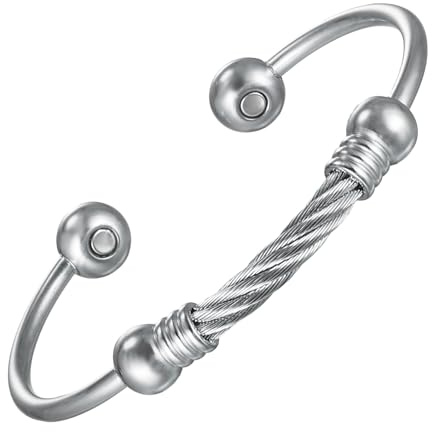 YINOX Superstarkt magnetiskt koppararmband för män och kvinnor, klassiskt öppet handgjort armband, inkluderar 4 NdFeB-magneter och presentask (16,5 cm) (vit)