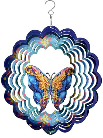 Spinner à Vent Suspendu, 32x25cm Spinners de Jardin Éolien Moulin à Vent Metal Cadeaux pour Femmes et Hommes Décoration de Couloir de Jardin de Cour