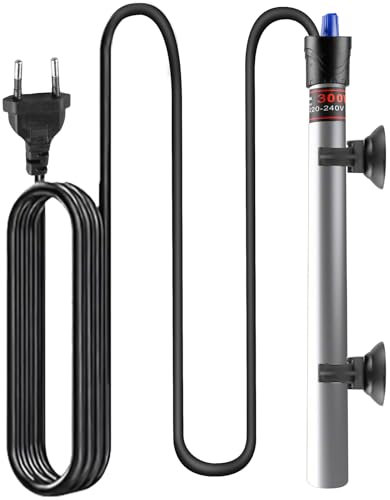 300W Aquarium Heizung, 304 Edelstahl Aquarium Heizer, Temperatur Einstellbare Heizstab Aquarium, Heizung für Fischbecken mit Saugnäpfen, Aquarium Heizstab zum Fischtanks und Aquarium(18-34℃, 220V)