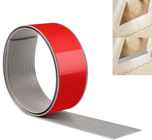 JUNART 100cm×5cm Bodenübergangsstreifen, Selbstklebende PVC-Bodenabdeckungsstreifen, Bodentür-Trennstreifen zum Verbinden von Bodenlücken, Teppich, Fliesen(Neue graue Holzmaserung)