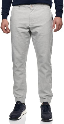Indicode Herren Blnda Stoffhose aus Leinen & Baumwolle | Herrenhose Freizeithose Männer Lt Grey, XL