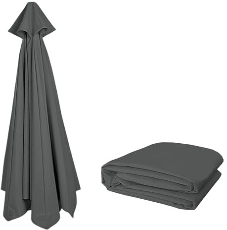3.50M Rechange pour parasol de patio en extérieur | Remplacement robuste pour parapluie de marché | Toile de parasol pour 8 baleines | Protection UV et imperméable | auvent de rechange Seulement(Gray)
