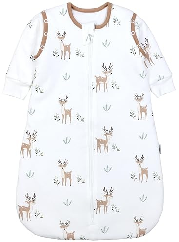 TupTam Gigoteuse Bébé 2.5 TOG – Turbulette avec Manches Amovibles, Coton Certifié OEKO-TEX, cerf, 56-62