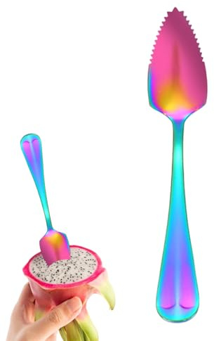 BommFu Cuchara de kiwi - Herramienta dentada - Cuchara de servir de acero inoxidable - Para postre ensalada desayuno