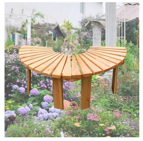 Genérico Banco De Árbol En Forma De Abanico, Asiento De Madera Semicircular Curvo For Jardín,Mobiliario De Exterior For Terraza,Césped,Balcón.(Color 1)