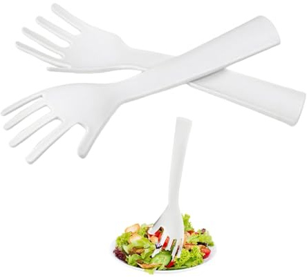 2 cubiertos de ensalada de plástico, divertidos cubiertos para ensalada, cubiertos para ensalada Sporks y pinzas de ensalada de plástico, para ingredientes, requieren un tratamiento suave, para