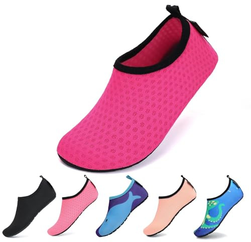 SAGUARO Kinder Badeschuhe Schnelltrocknende WasserschuheSchwimmschuhe für Wassersport,071 Rosen rot,26/27