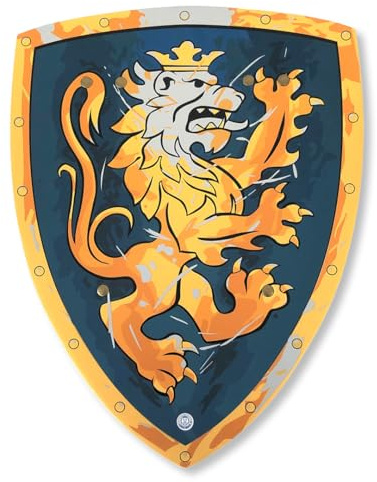Liontouch - Bouclier du Chevalier Noble, Bleu/Moyen - Age 3-8 | 39.1 x 30 cm | Jouet en Mousse pour Enfants avec Thème Lion Doré | Accessoire de Bataille Sûr pour Costumes & Déguisements pour Garçons