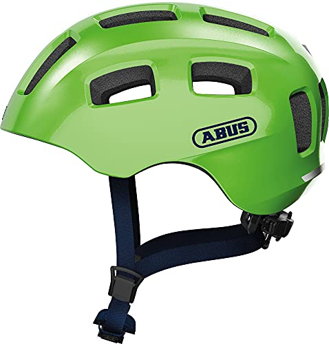 ABUS Fahrradhelm Youn-I 2.0 - mit Licht für Kinder, Jugendliche und junge Erwachsene - für Mädels und Jungs - Grün (funkelnd), Größe S