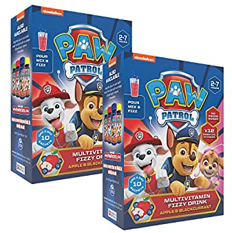 PAW Patrol Multivitamin Fizzy Drink with 12 Essential Vitamins and Minerals, Apple & Blackcurrant Flavour, Vegan, No Added Sugar, for 2-7 Year olds, Pack of 30 Sachets Duo Pack
