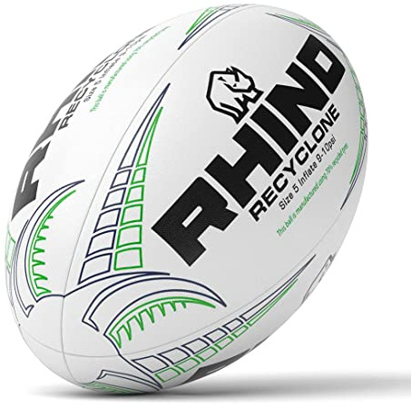 Rhino Recyclone Rugbyball, Weiß, Größe 3
