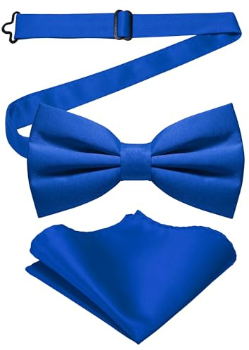 RBOCOTT Blue Bow Tie Bowtie and Pocket Square Set for Men(4)