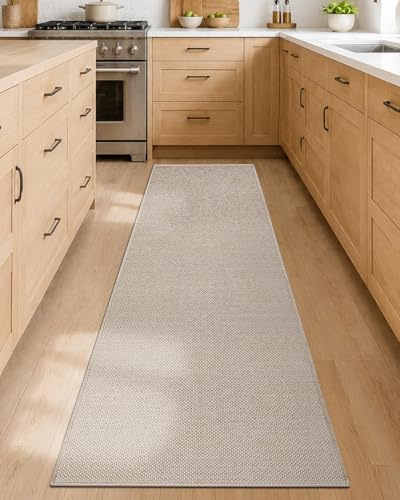 COLOR&GEOMETRY Tappeti da Cucina Antiscivolo Lavabile 65x240cm, 4mm Sottile Tessuto Runner Tappeto, Assorbente Facile da Pulire Tappeti da Pavimento per Davanti al Lavandino, Corridoio, Beige