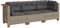 vidaXL Gartensofa 3-Sitzer, Gartensessel mit Kissen, Modular Loungesofa für Garten Terrasse, Sofa Garnitur Gartenmöbel, Grau Poly Rattan