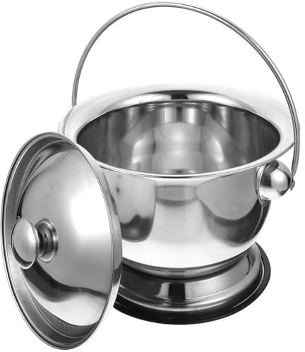 Ymxygz Orinal De Cámara Cubo De Orina De Acero Inoxidable con Tapas Orinal Portátil Inodoros Cubo De Orina Botella Cuchara Escupidera para Pacientes Ancianos Discapacitados