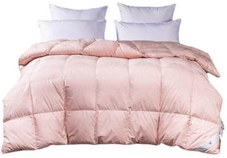Piumino In Fibra di Piumino D'oca Queen Size - Inserto Piumino Imbottito In Piumino Extra Caldo - Piumino Soffice con Potere di Riempimento 750 - Piumino da Letto In Cotone a 150 Fili,Pink-200*230cm