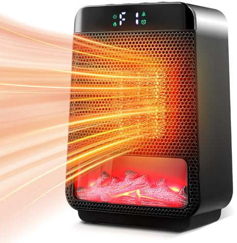 Riscaldamento Elettrico Soffiante Radiatore Bagno, Camino Con Timer 1-8H, Modalità Eco, Ceramica PTC Veloce 1500 W Sicurezza