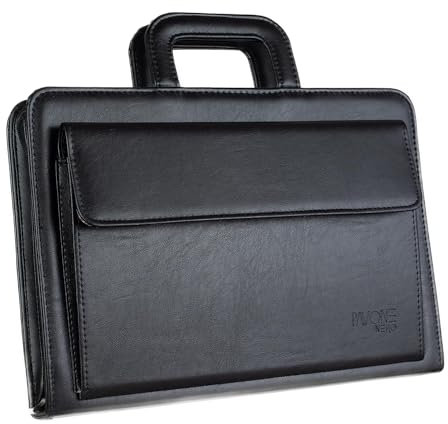Pavone Nero Konferenzmappe A4 Leder – Schreibmappe Elegant und funktional, ideal für Geschäftsleute, Anwälte und Manager, die Stil und Organisation schätzen, Businessmappe für iPad und MacBook