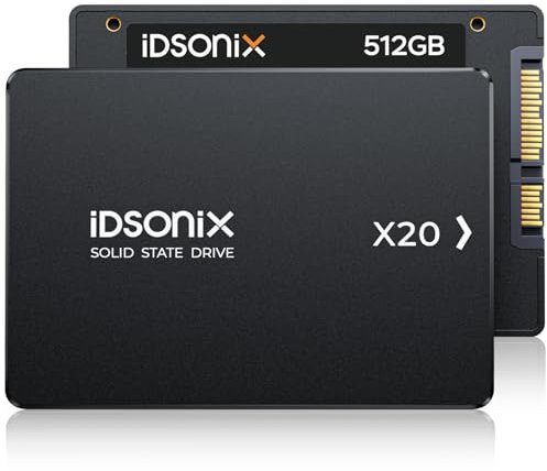 iDsonix 512GB SSD SATA 2.5 Disco Duro Interno, Velocidad de Lectura con hasta 500MB/s, con 3D NAND Flash y Gestión de Energía, para Computadoras Portátiles y de Escritorio (PC) - X20