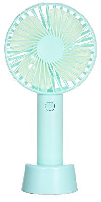 Ventilador portátil de mano recargable por USB con velocidad ajustable para viajes, camping, oficina, color azul