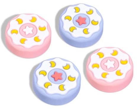 DLseego Cappucci per Joystick per Switch 2, 4PCS Carino Silicone Joystick Tappi, Antiscivolo Bastone Analogico Tappi Morbido Confortevole Pulsante Protettiva Cover,Luna