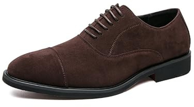 Zapatos Oxford de ante for hombre con detalles cosidos, con cordones, ideales for ocasiones formales de negocios.(Brown,41 EU)