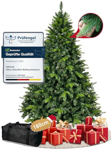 Albero di Natale Artificiale 180 cm - Albero di Natale Premium Realistico Stampato a Iniezione, Rami Fitti, Christmas Tree Finto con Supporto in Legno e Sacca per Riporlo