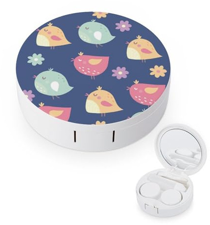 fkgvwo Contact Lens Container Color Cute Chicken Travel Contact Lens Box with Mirror Tweezers Solution Bottle