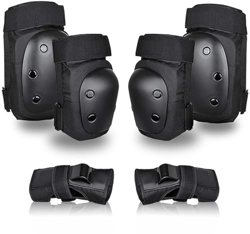 Protective Gear Set for Adult Youth Kids, Knee Pads Elbow Pads Wrist Guards 6 in 1 for Skateboard Scooter Roller Skate Inline Skate Rollerblade Cycling BMX Bike