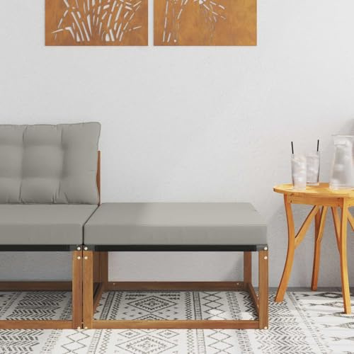 Tonture Sgabello per esterni in legno di acacia massiccio con rivestimento in textilene resistente alle intemperie, 79 x 79 x 37 cm, con comodo cuscino per seduta, espandibile modularmente, per