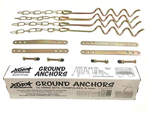XDP RECREATION 70113 Swing Set, Trampoline, & Patio Furniture Metal Ground Anchor Kit Hardware,Bronze